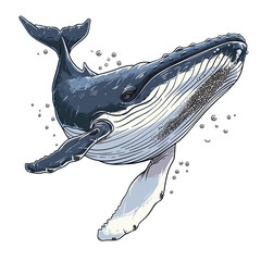 A Giant Whale Swimming Gracefully In The, Isolated Transparent Background Images