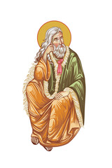 Holy Prophet Elijah. Illustration in Byzantine style isolated on white background