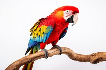 Fototapeta premium lovebird perched on a tree on white background