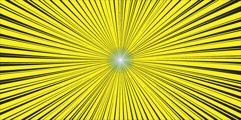 The background symbolizes high speed. Rays texture from the center. Black line radial pattern. Yellow abstract texture