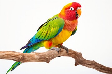 Obraz premium lovebird perched on a tree on white background