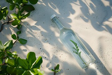 a glass bottle with a plant in it