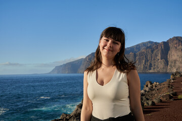 Beautiful woman on the shores of Tenerife