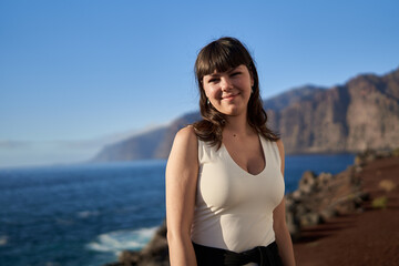 Beautiful woman on the shores of Tenerife