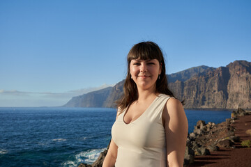 Beautiful woman on the shores of Tenerife