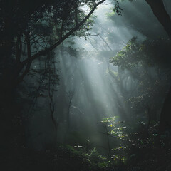 Jungle with Train or Train Tracks generative ai