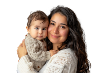 mother holding baby with love isolated on white background PNG