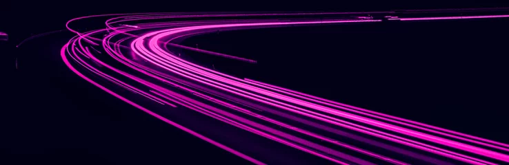 Photo sur Plexiglas Autoroute dans la nuit violet car lights at night. long exposure