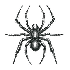 a drawing of a spider with a white face and a black outline.