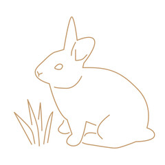 bunny, rabbit line silhouette; symbol of  Easter, spring - vector illustration
