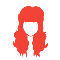 Beautiful wavy, red, blonde and pink hairstyles, vector illustration.