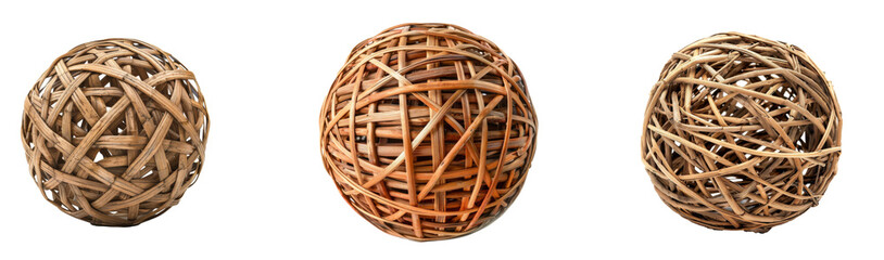 a sphere made of wicker isolated on white - obrazy, fototapety, plakaty