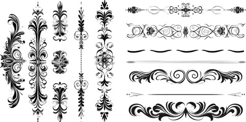 Set of calligraphical elements of design and execution of the page - obrazy, fototapety, plakaty