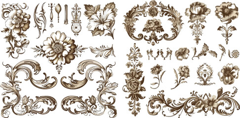 Vector set - calligraphic vintage design elements collection and page decorations