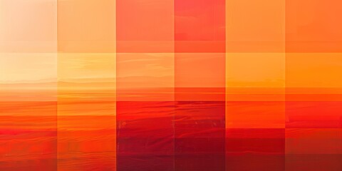 the most stunning panorama of 5 orange and red gradients squares that are melting and blending into...