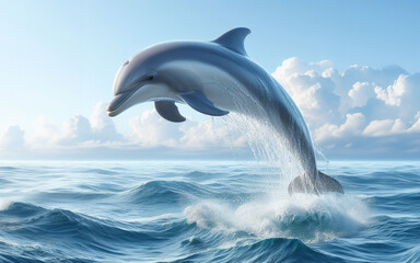 Dolphins leap out of the water. Sea surface. Fish jump out of the water. ocean sea surface