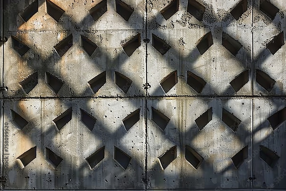 Poster the shadow of a building is cast on a concrete wall, creating a geometric pattern. generative ai