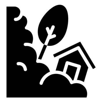 black landslide house tree disaster clip art preview