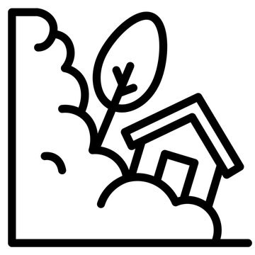 house landslide disaster outline clip art preview