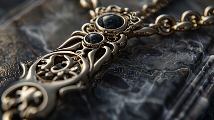 Intricately Designed Vintage Jewelry Resting on a Textured Surface