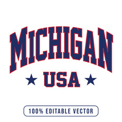 Michigan text effect vector. Editable college t-shirt design printable text effect vector	