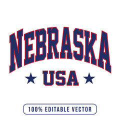 Nebraska text effect vector. Editable college t-shirt design printable text effect vector	