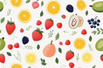  Seamless Pastel Fruit Pattern Design