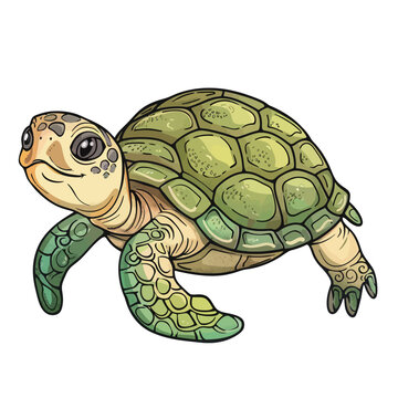Sea turtle isolated on white background. Hand drawn vector illustration in sketch style.
