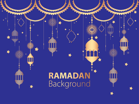 Ramadan kareem and islamic line mosque. Muslim ornamental hanging lantern. Greeting card islamic celebration background for graphic design vector stock illustration