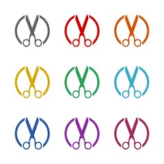 Scissors icon isolated on white background. Set icons colorful