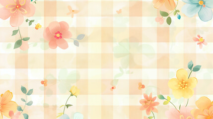 Soft Pastel Floral Pattern with Geometric Shapes