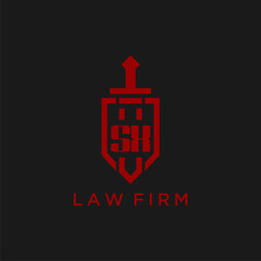 SX initial monogram for law firm with sword and shield logo image