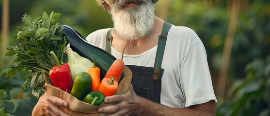 close-up,The farmer is holding the fresh vegetables collected from the field, 