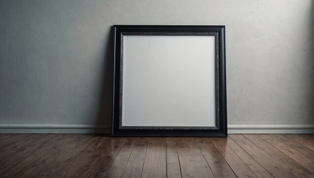 Empty White poster on floor with blank frame mockup for you design
