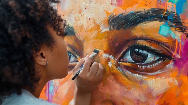 Artist Captures Emotion Through Brushstrokes on Vivid Portrait