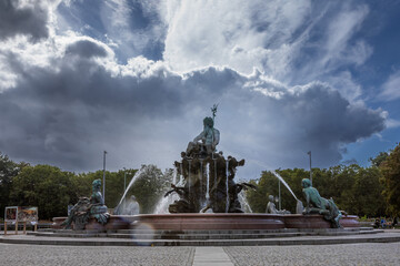 September 2022 -Fountain depicting the Roman god of water, Neptune, & 4 women representing...