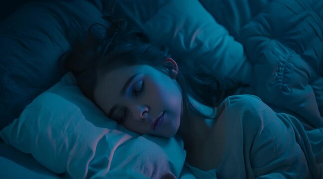 beautiful woman fast asleep in bed