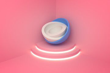 Modern abstract toilet in pastel scene