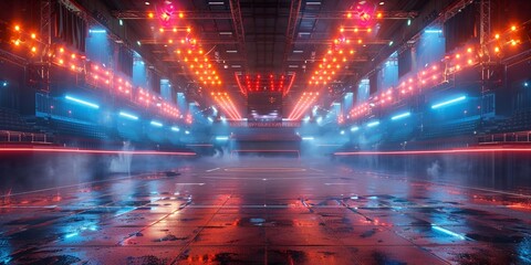Clean grand combat arena in bright lights - obrazy, fototapety, plakaty