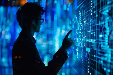 Blockchain Technology: Photograph of a person engaged with blockchain technology or cryptocurrency, highlighting the evolving landscape of modern finance