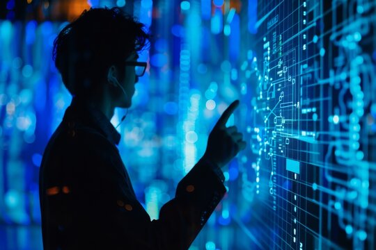 Blockchain Technology: Photograph of a person engaged with blockchain technology or cryptocurrency, highlighting the evolving landscape of modern finance