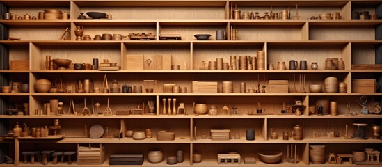 portrait of shelves in high quality wood shop