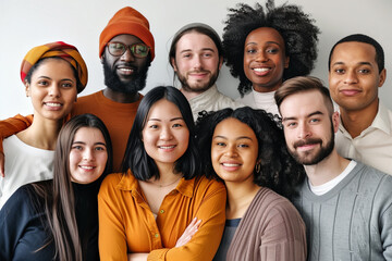 A group of diverse people smiling