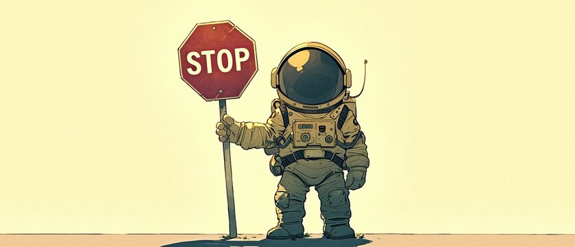 A cartoon stop sign. White background