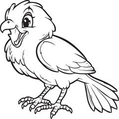 Bird coloring pages. Bird outline vector for coloring book