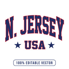 New Jersey text effect vector. Editable college t-shirt design printable text effect vector	