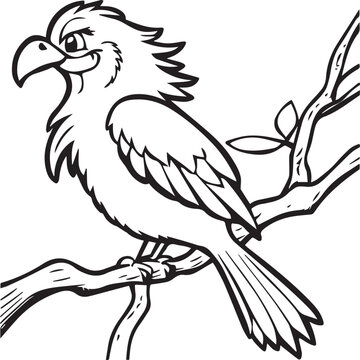 Bird coloring pages. Bird outline vector for coloring book
