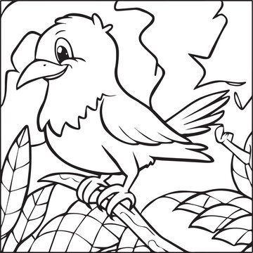 Bird coloring pages. Bird outline vector for coloring book