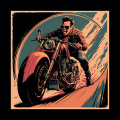 Racing Motorcycle illustration T-shirt design.