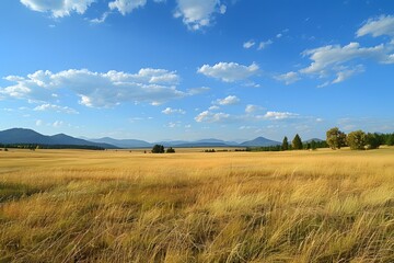 Fototapeta premium Wide meadows, sunshine and wind, calm the mind.